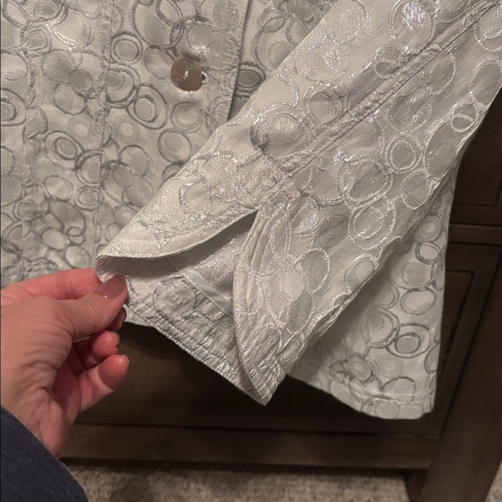 Ruby Rd. White And Gray Patterned Jean Jacket - image 4